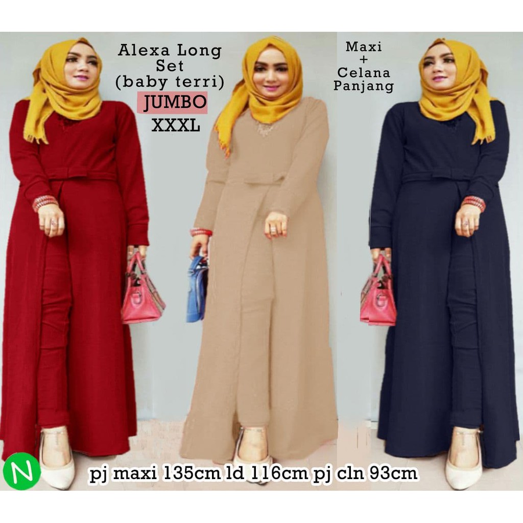 Baju Wanita 81107 JUMBO alexa long set/stelan muslim/baju muslim jumbo