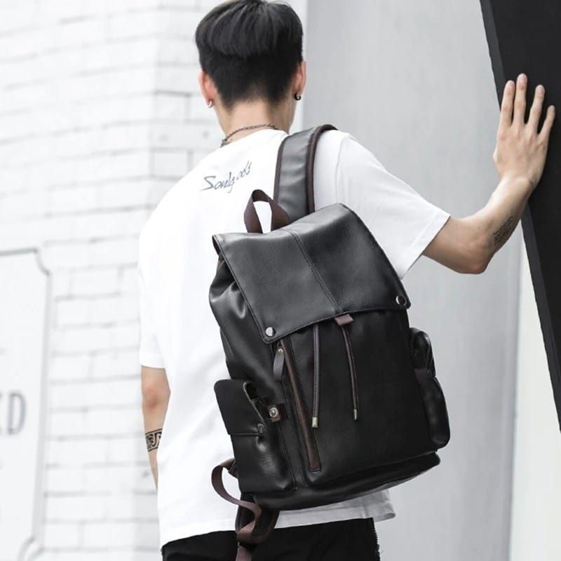 TAS RANSEL PRIA KULIT SINTETIS SLOT LAPTOP 16 INCH WATERPROOF SIZE BESAR
