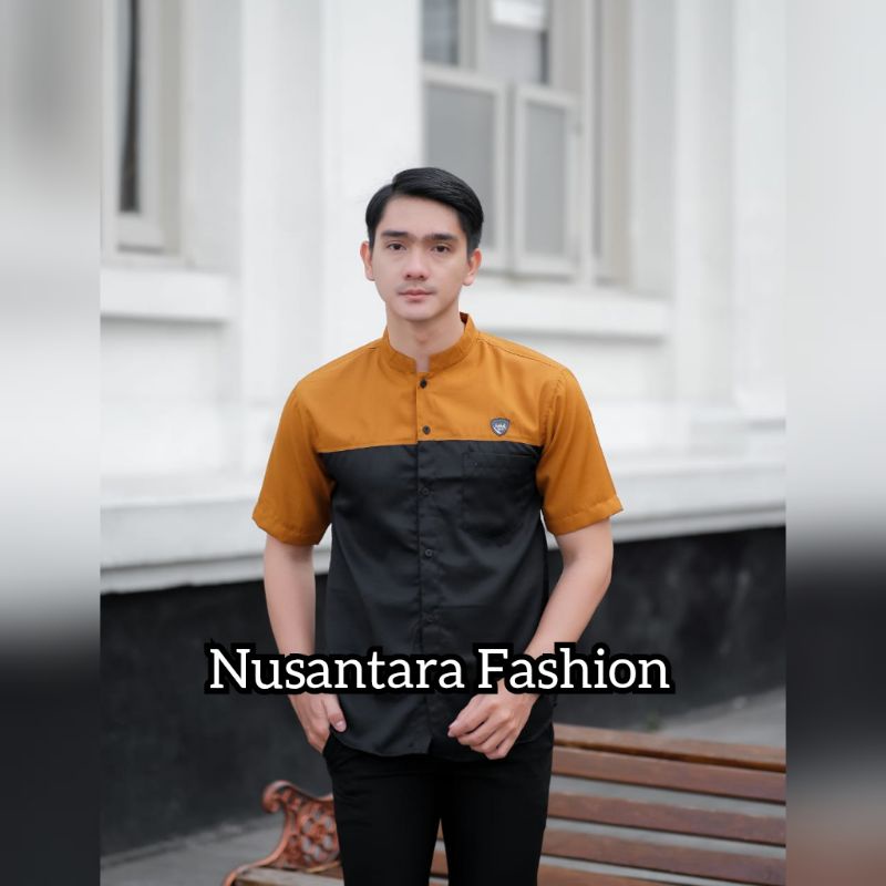 Baju Koko Dewasa Baju Koko Fashion Muslim 2022 SIZE ML XL XXL-Koko mustrad hitam