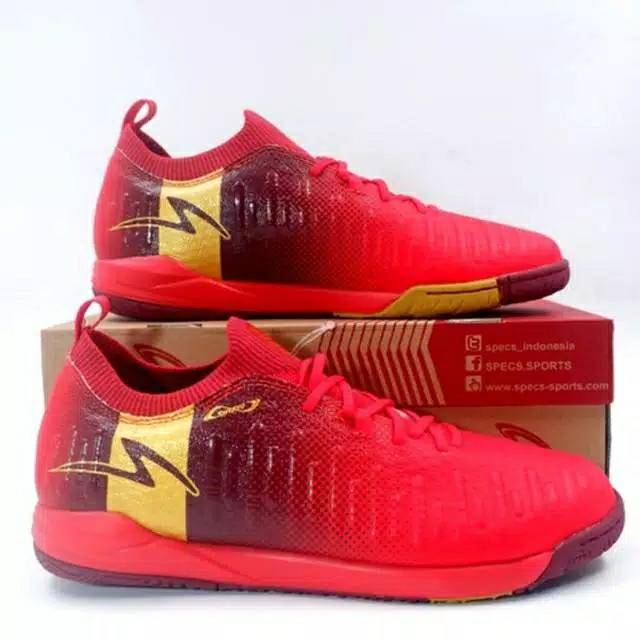 Sepatu Futsal Specs Swervo Thunderbolt in - Emperor Red/ Burgundy/Gold (400829) ORIGINAL