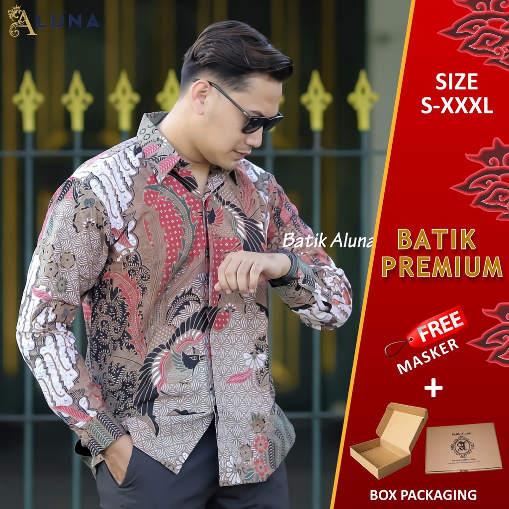 KEMEJA BATIK PRIA LENGAN PANJANG PREMIUM REGULAR KANTOR MODERN BATIK ALUNA PCW 011