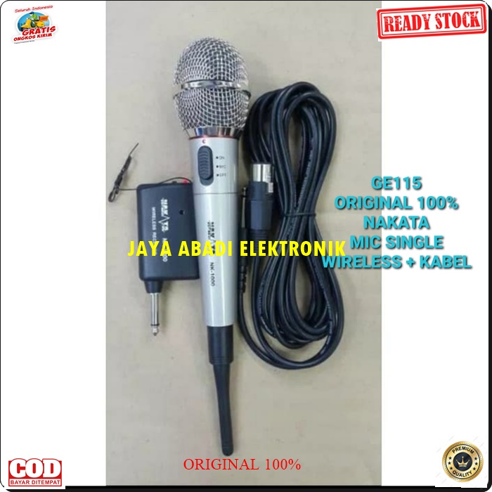 G115 NAKATA BAHAN BESI MIC WIRELESS SINGLE MIK WIRELES MIKROPON MIKROPHONE SOUNDBEST MICROPHONE KARAOKE VOKAL VOCAL ARTIS PROFESIONAL PRO SOUND BEST SISTEM AUDIO PANGGUNG LEGENDARY DYNAMIC PENGERAS SUARA HIFI SENSITIF MC PIDATO SEMINAR CERAMAH AC