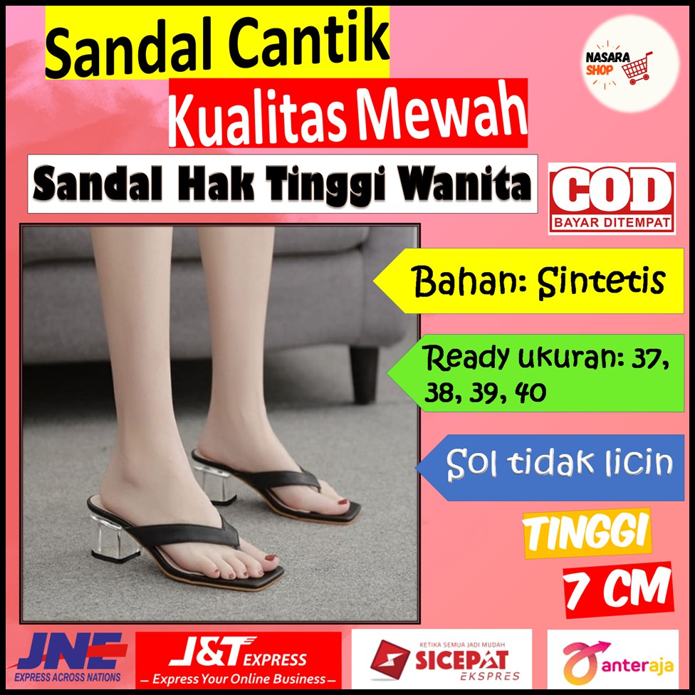 Sandal Pesta Hak Kaca Tahu Heels Tali Wanita US83