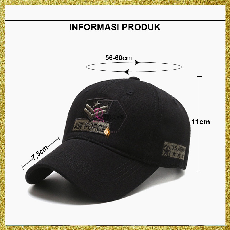 TOPI BASEBALL PRIA DISTRO KEREN AIR FORCE ARMY CAPS IMPORT POLOS BAHAN TEBAL HIGH QUALITY TRJ