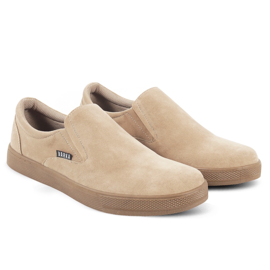 Sepatu Slip On Pria V 62919 Brand Varka Sepatu Kets Santai Hangout Jalan Jalan Trendi Berkualitas Warna Krem