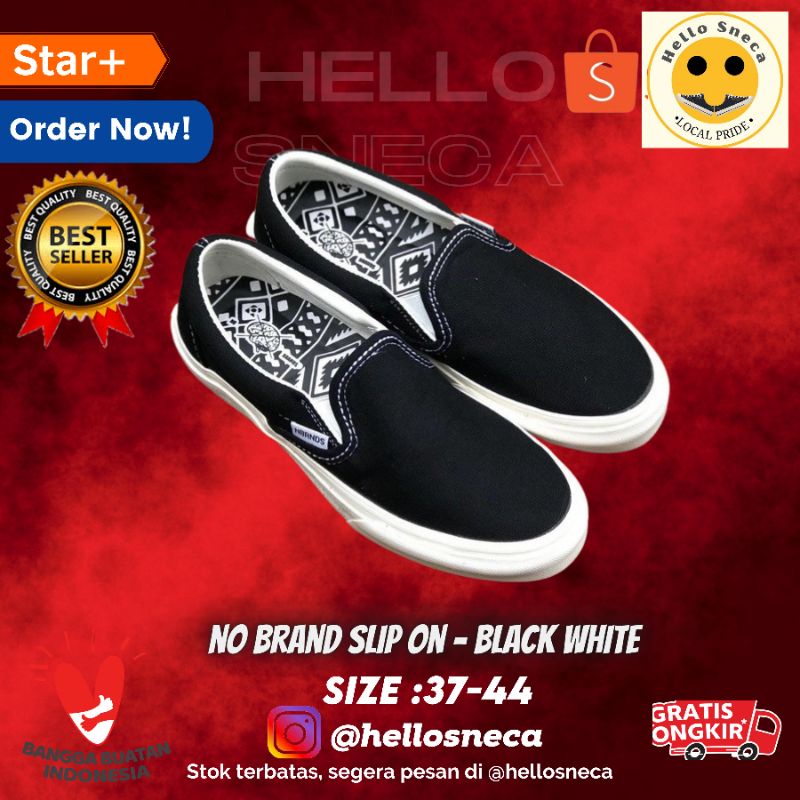 Sepatu Nobrands Footwear Black White Slip On Original
