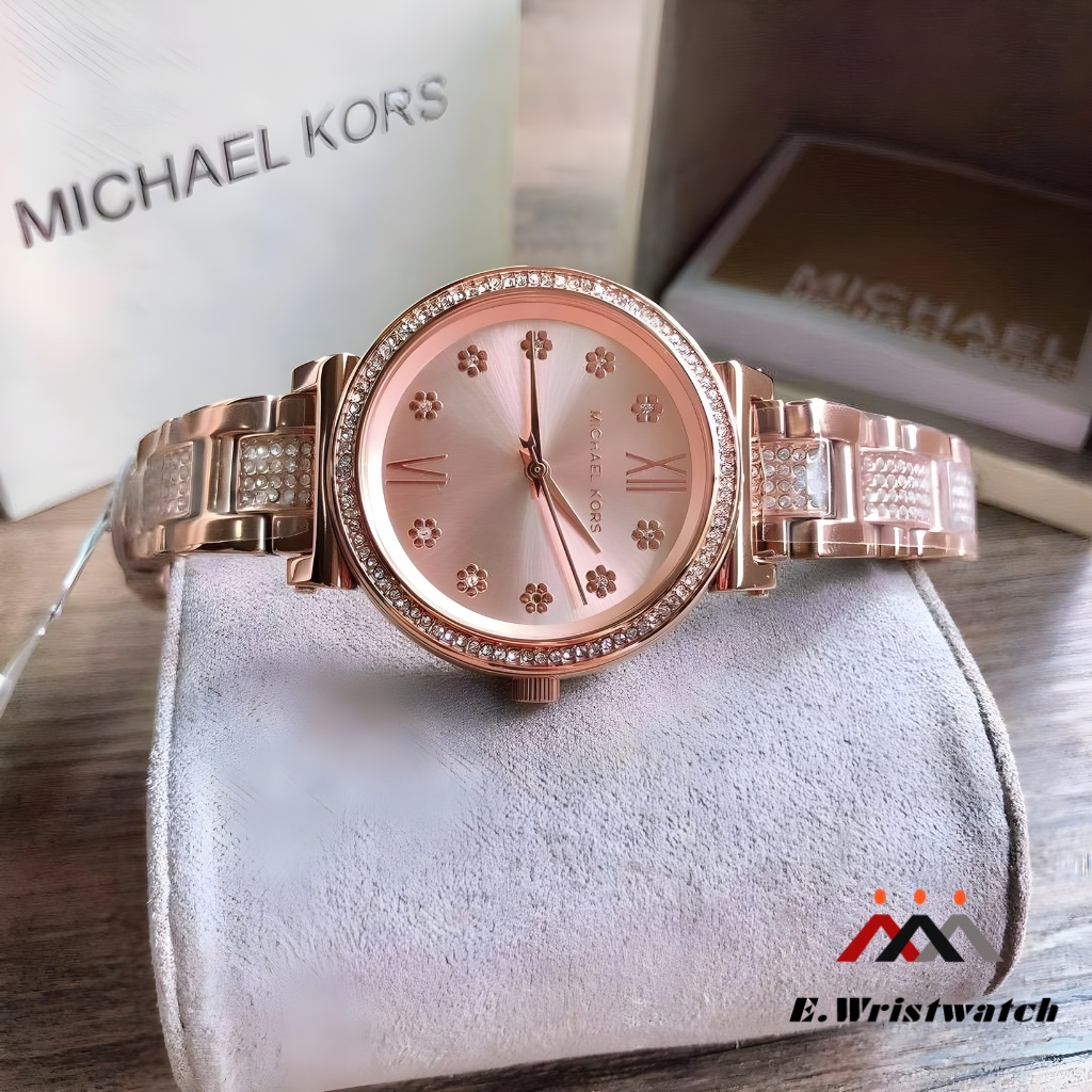 Jam Tangan Wanita Michael Kors MK3882 &amp; MK6560 Sofie Chronograph Rose Gold Dial Dual Tone Stainless Steel Strap Original