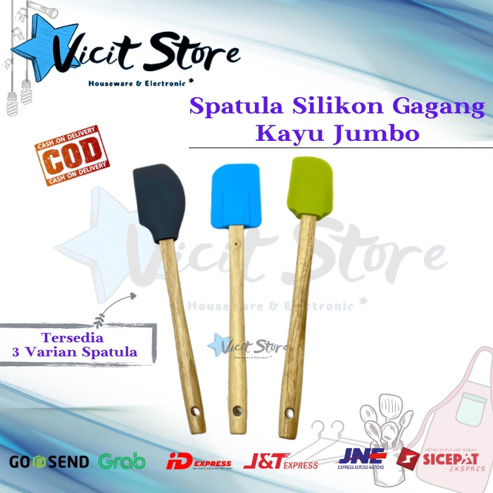 Spatula Polesan Silikon Gagang Kayu Jumbo