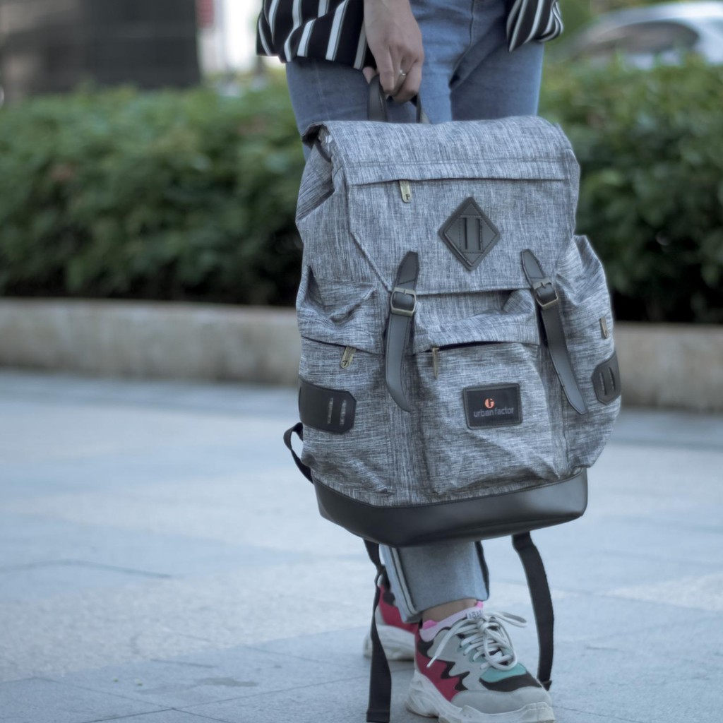 BRAIN STORM GREY |Urban Factor x FORIND| Tas Ransel Ori Bag Polos Pria Wanita Backpack Baru New