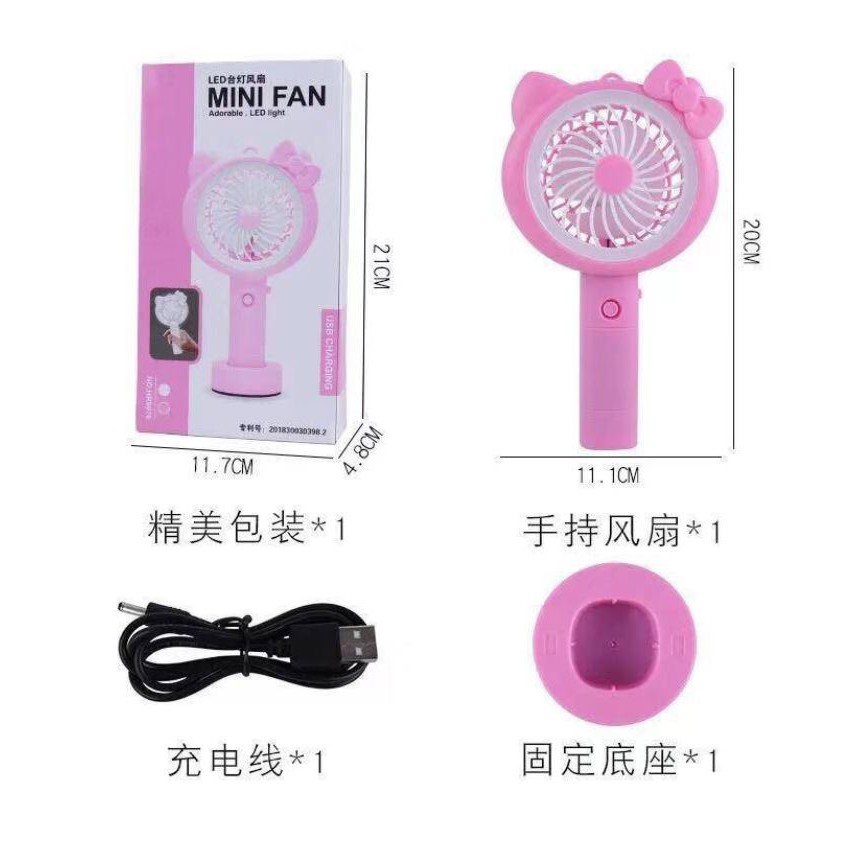 Kipas Angin Karakter Lampu LED Mini Fan Portable