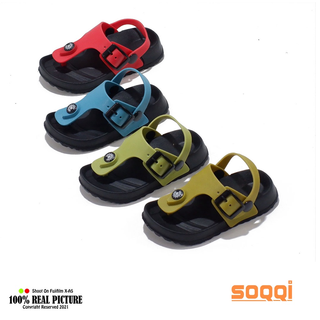 Sandal japit anak tali let belakang bayi cowok cowek original sendal jepit anak-anak baby karet ringan laki perempuan umur  1-3 tahun branded Soqqi Sunruble 8001 terbaru promo keren cod murah 20-25