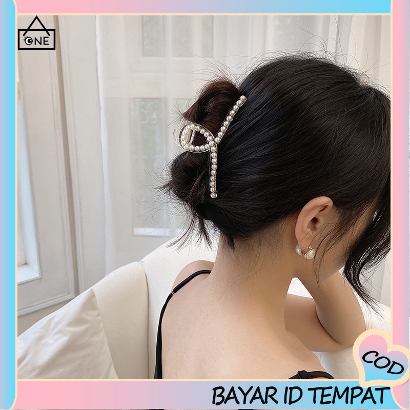 COD Elegan aksesoris fashion  jepit rambut besar Kreatif Pearl Catch Klip Temperamen Rambut A one