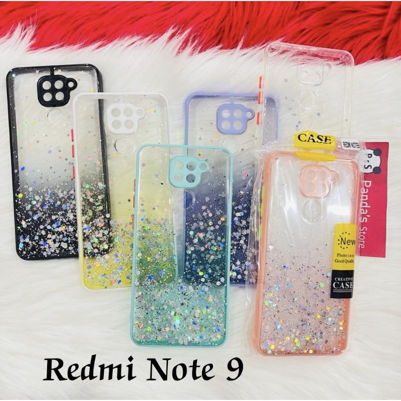 Glitter Case Redmi Note 9 Funny Color Dengan Pelindung Kamera (PsS)