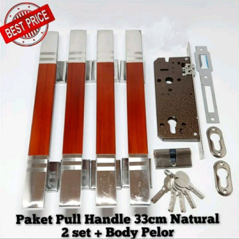 Handel pintu rumah 1 set kunci lengkap - Tarikan Gagang pintu rumah stainless 33cm