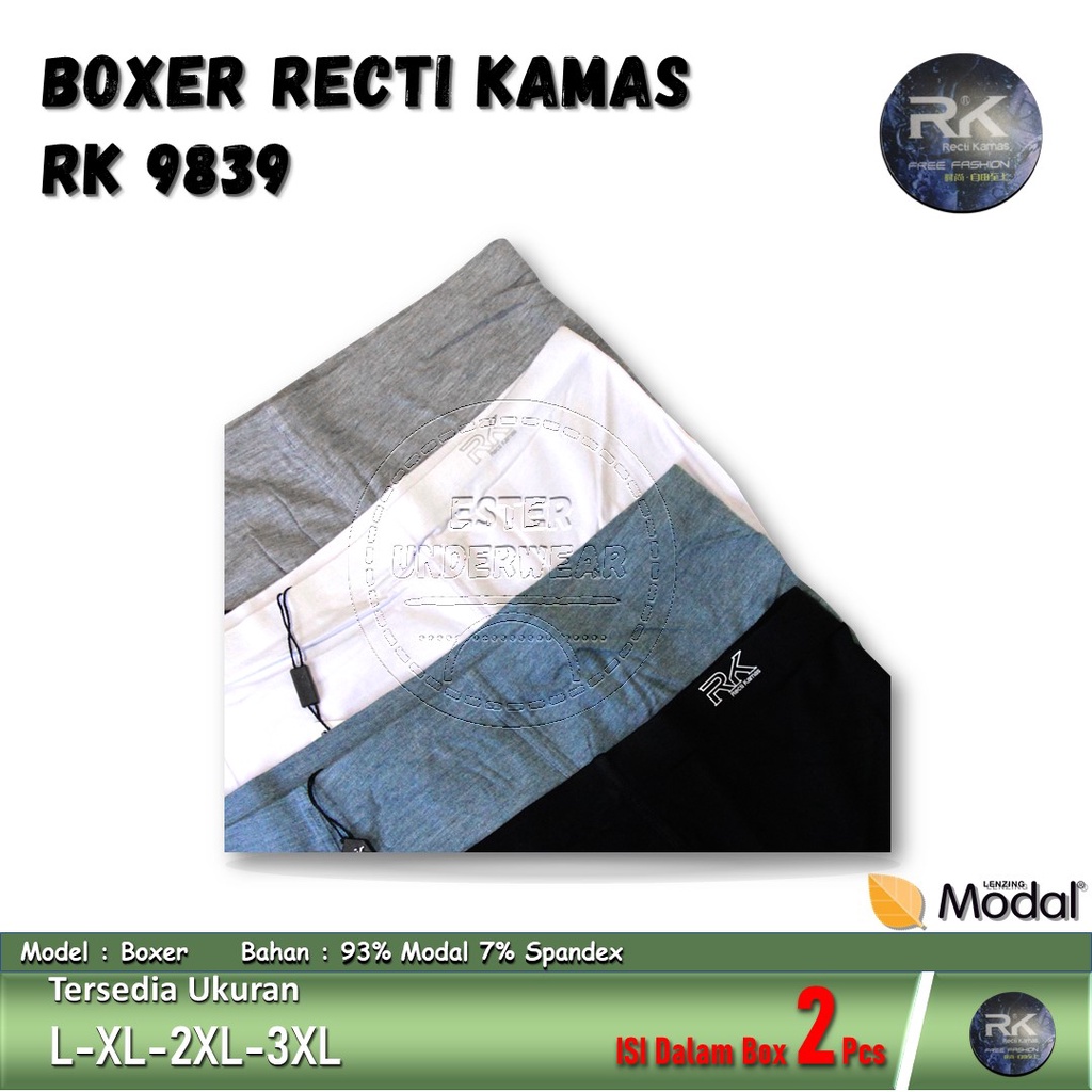 Celana Boxer Pria RECTI KAMAS RK 9839 Isi 2Pcs