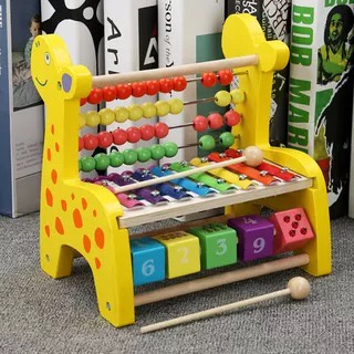 Jerapah Xylophone Multifungsi Warna-Warni Sempoa-Berhitung / Multifunction Giraffe