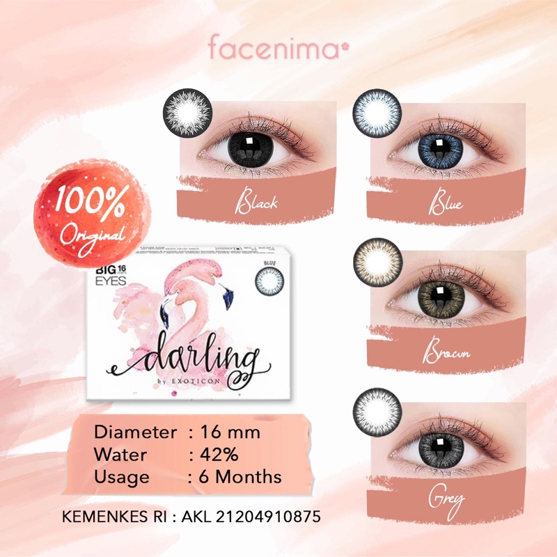 Darling Minus (-1.00 sampai -3.75) 16mm + FREE LENS CASE