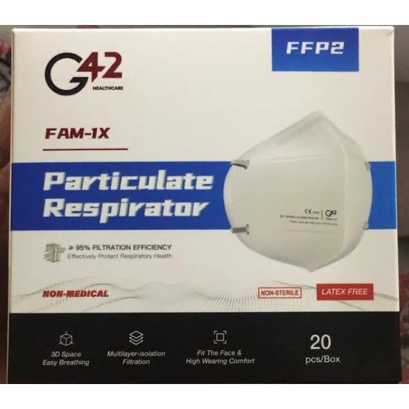 Masker KN95 G42 KN 95 Earloop 1 kotak isi 20 pcs KAWAT LUAR Protective