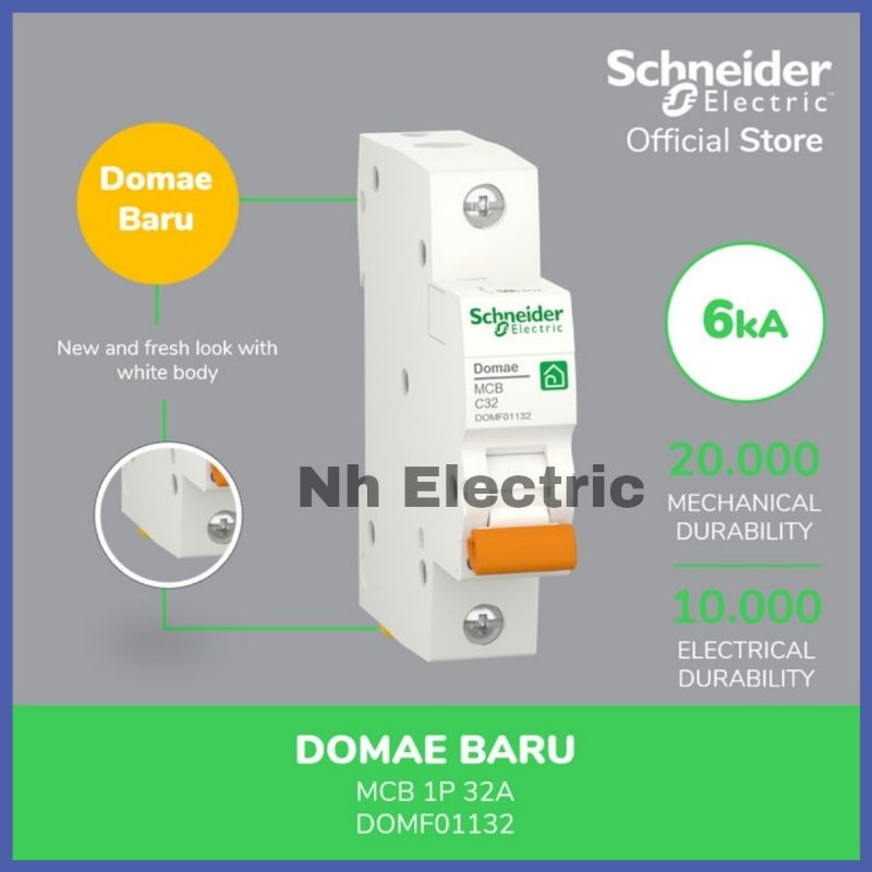 Mcb 1 Phase New Domae 32 Ampere Pemutus Arus Listrik Circuit Breaker Schneider