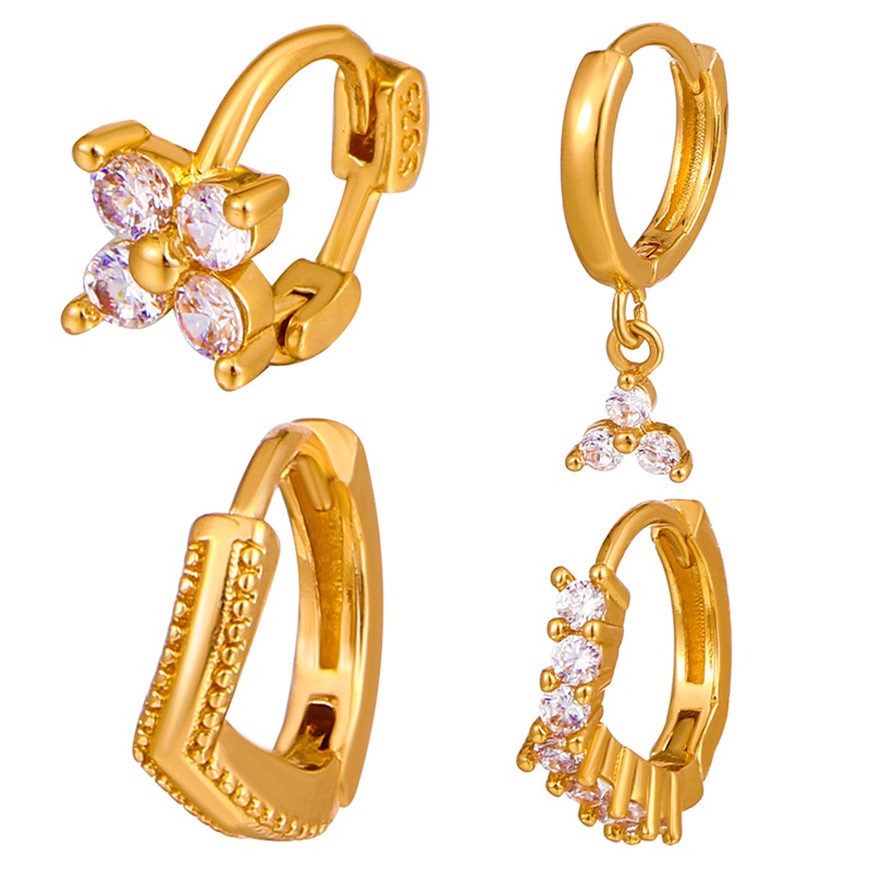 925 Sterling Silver Double Diamond Zircon Ear Cuff Clip Earrings For Women No Piercing Earring Jewelry Oorbellen Met Clips