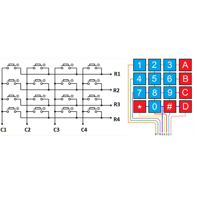 Keypad Membran 4x4 Matrix Arduino 4 x 4 4*4 button keyboard input key