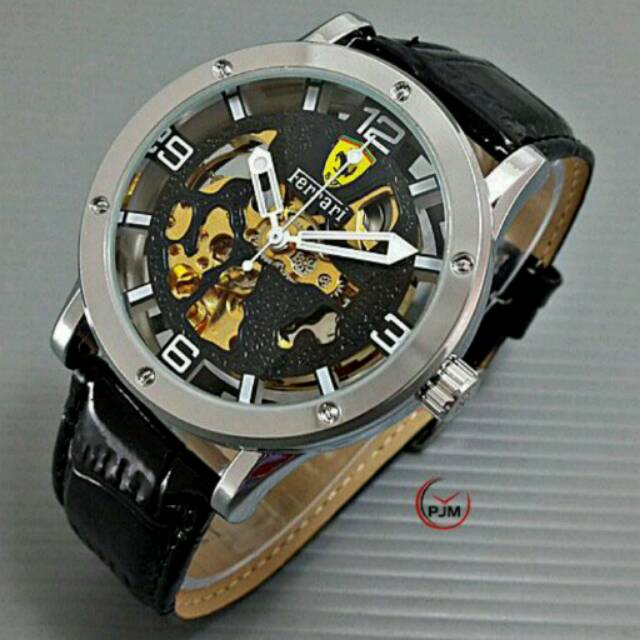 JAM TANGAN PRIA / COWOK FERRARI AUTOMATIC KULIT KW SUPER TAHAN AIR ELEGANT HARGA BERSAHABAT...