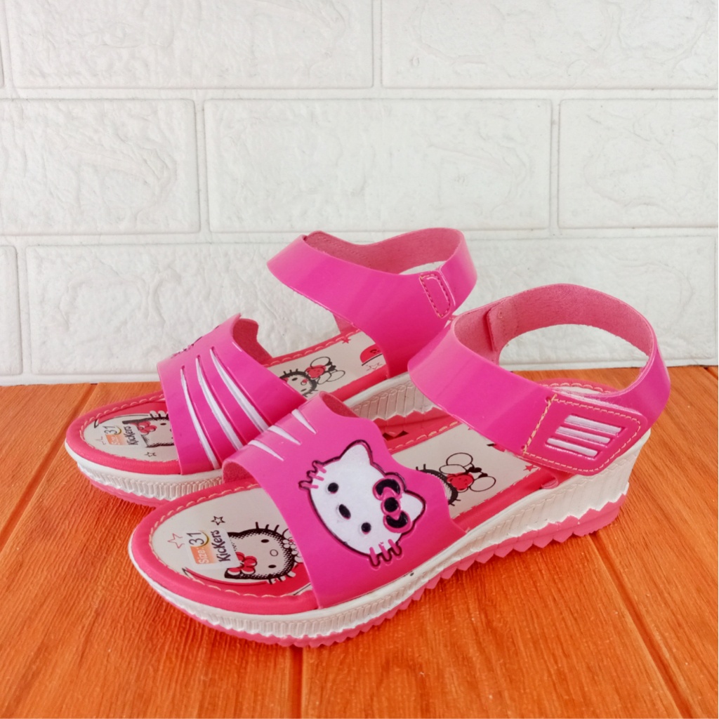 Sandal Let Anak Wedges NINNDY Hello Kitty Hak 4,5cm Size 26-35 Merah