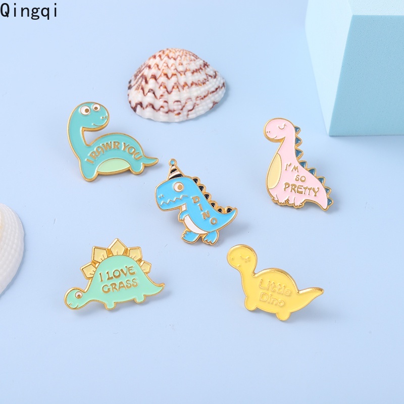 Bros Pin Enamel Desain Kartun Dinosaurus Dialog Untuk Anak