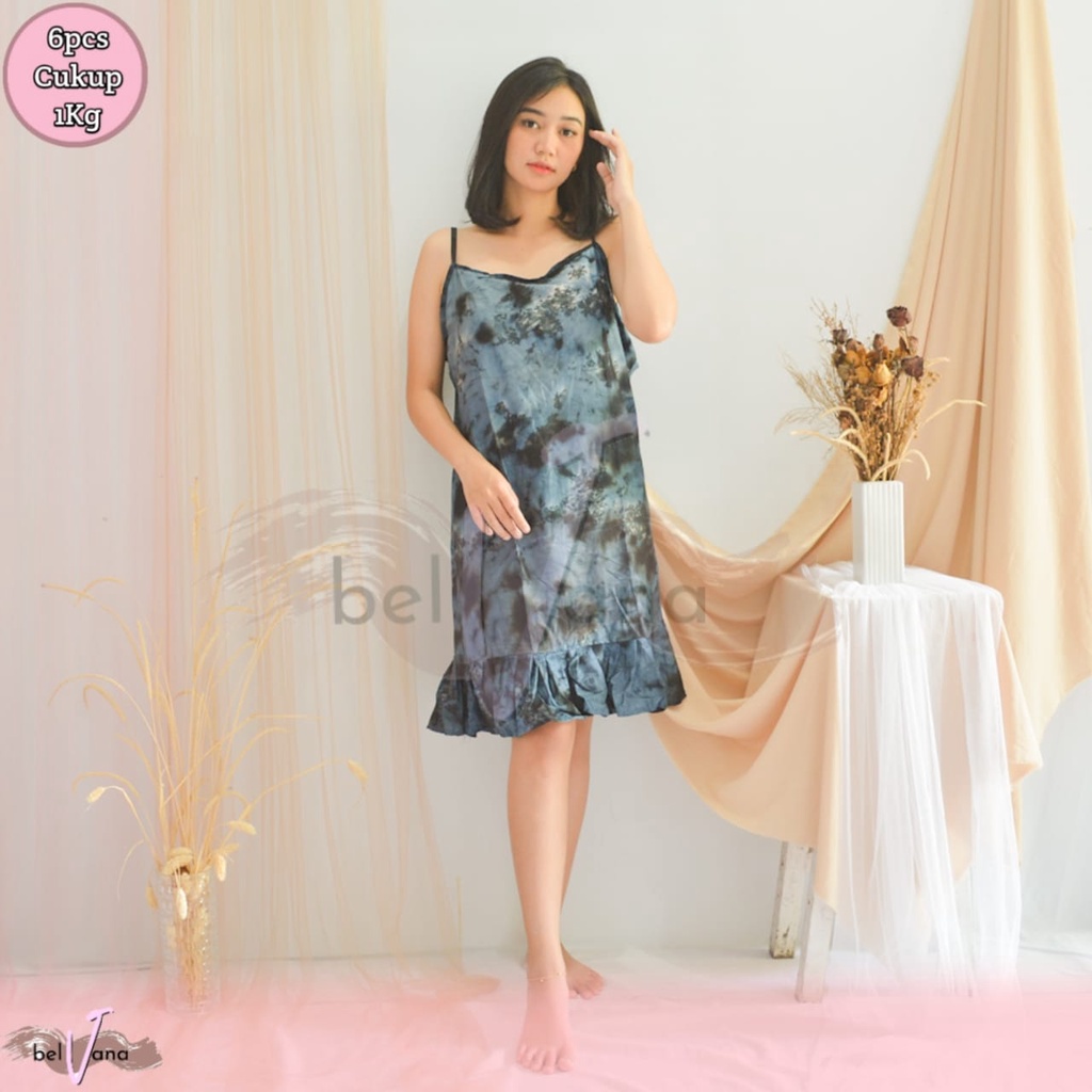 Daster Viral Ruffle Gandul Tali Bali | Daster Yukensi Tanpa Lengan Rayon-[GTM] F