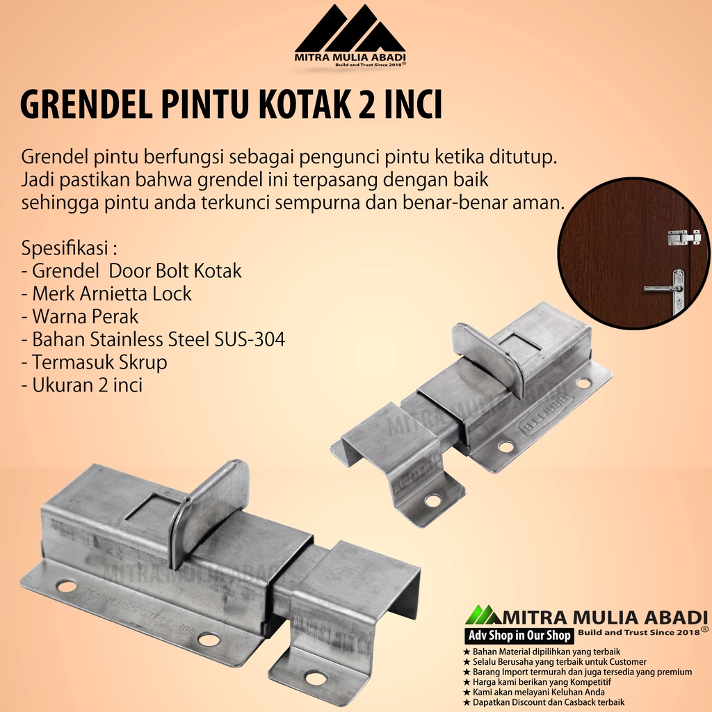 Slot Pintu Grendel Geser 2&quot;/ door lock