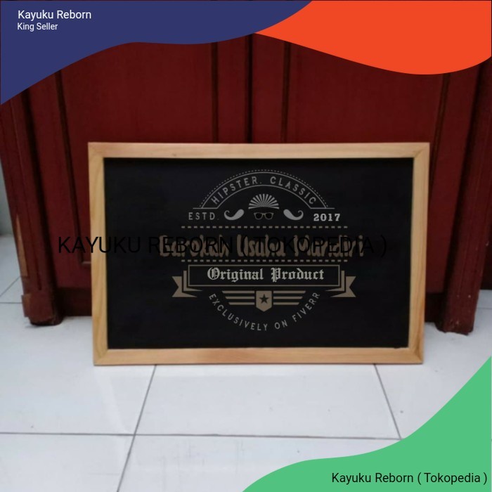 

blackboard papan tulis gantung resto size 120x50cm kayu jati belanda