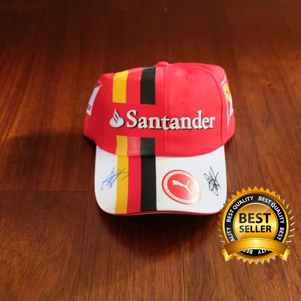 Topi F1 Ferrari Tanda Tangan Asli Sebastian Vettel Original