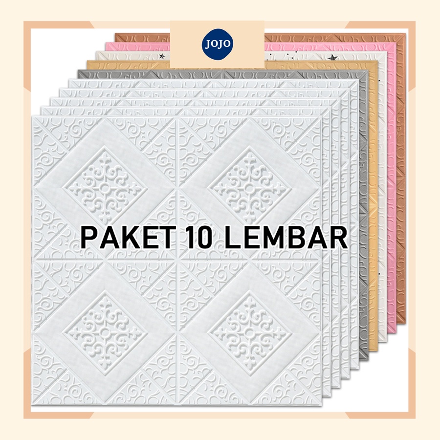 Premium (COD) [COD] Paket 10 Lembar Wallpaper Dinding 70x70cm Stiker Dinding Busa 3D Tiga Dimensi