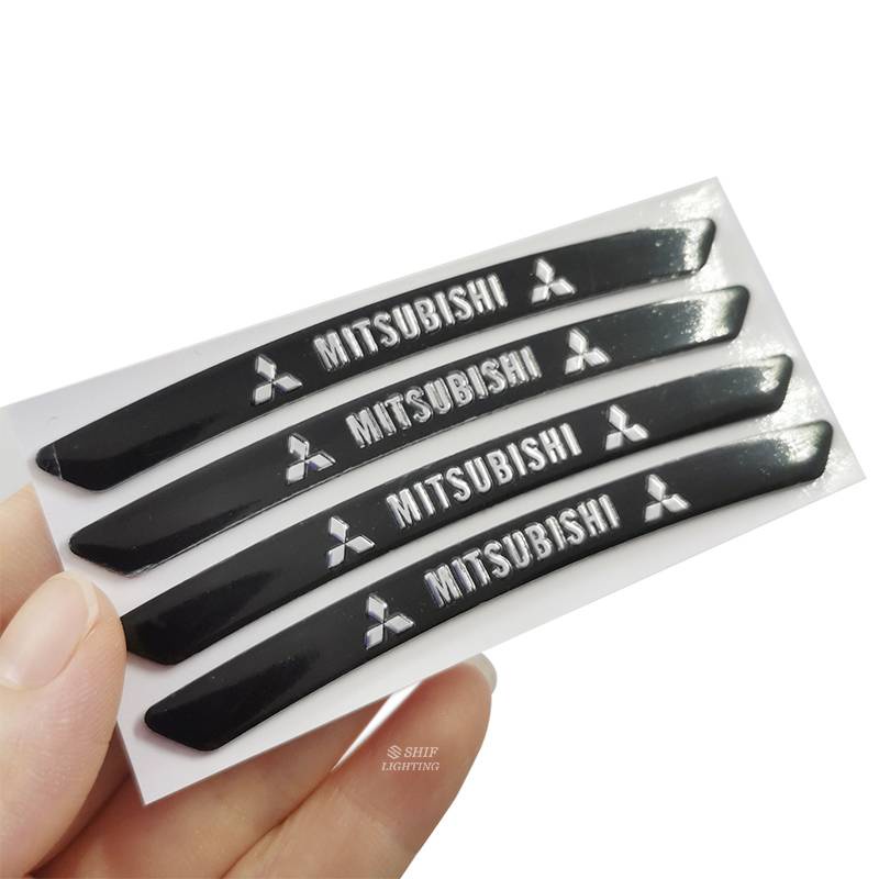 4pcs Stiker Emblem Logo Mitsubishi Bahan Aluminum Untuk Dekorasi Velg Mobil Mitsubishi