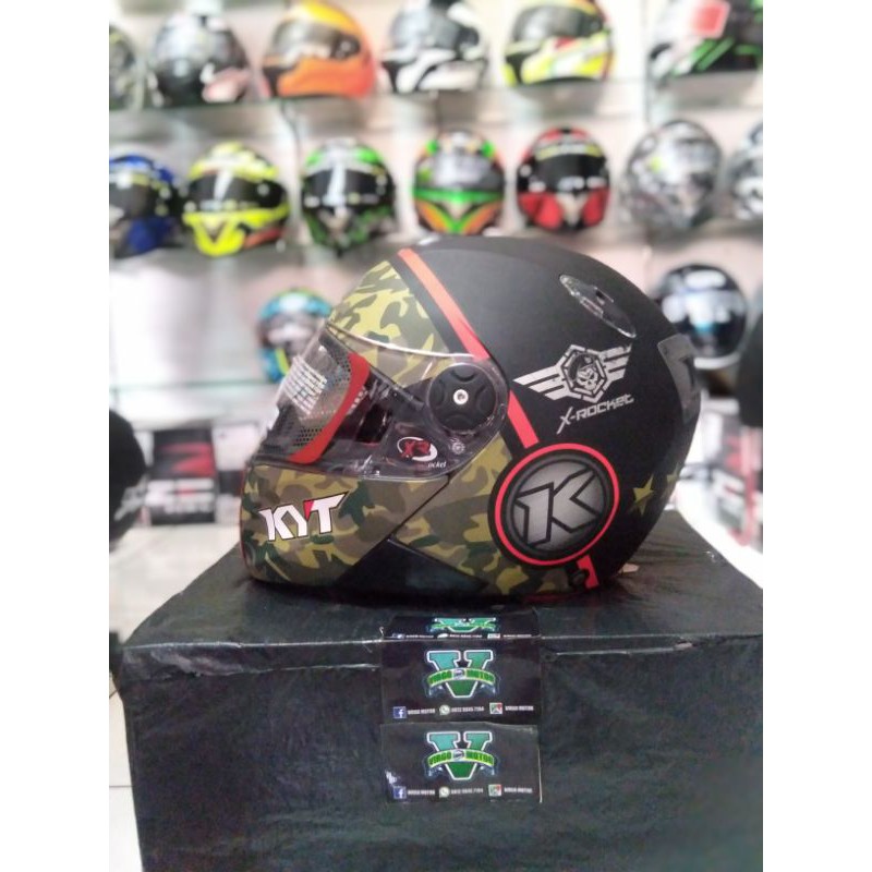 Jual HELM KYT X ROCKET 3 BLACK DOFF GREEN RED FLUO/ XROCKET RINGAN