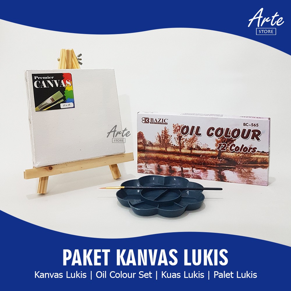 PAKET KANVAS LUKIS (Kanvas Lukis, Cat Minyak, Kuas dan Palet)