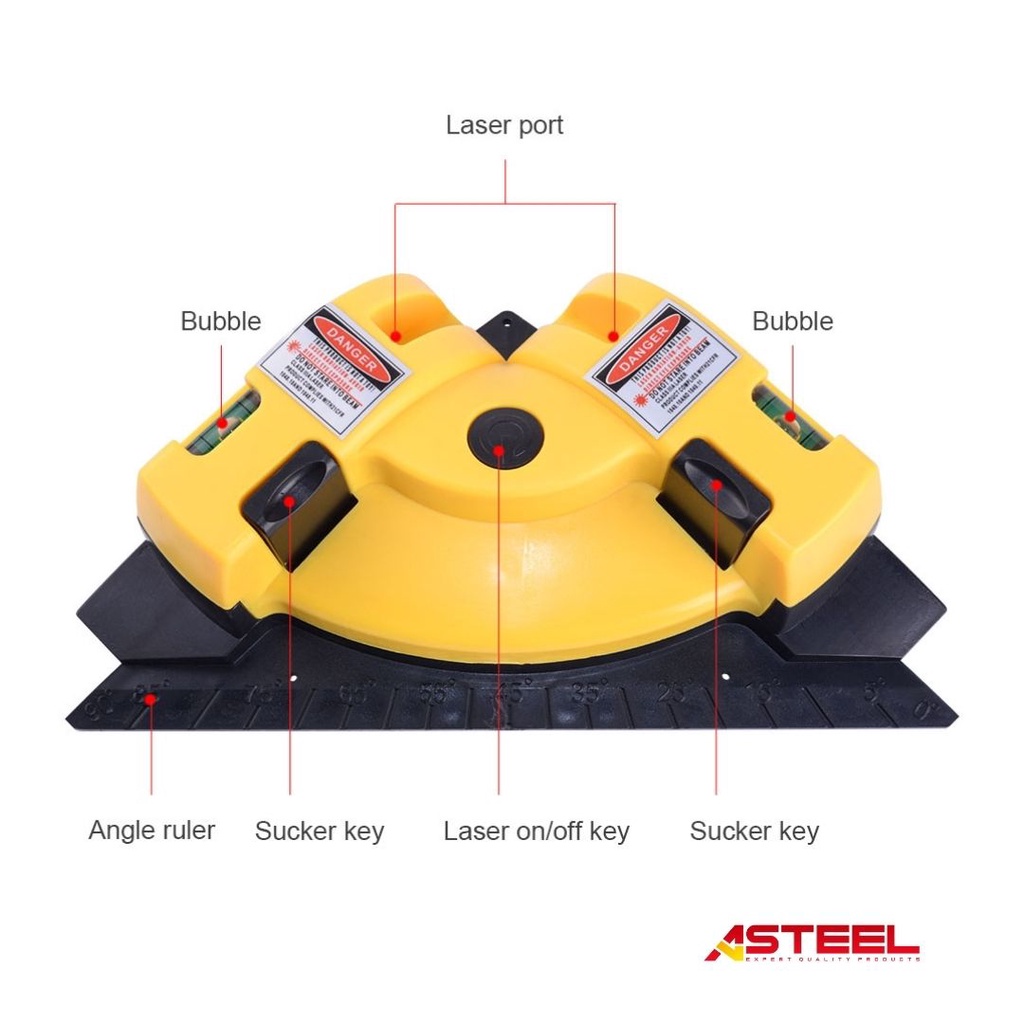 ASTEEL PROMO Laser Level Line LV-01 Square Laser Alat Ukur Siku Kelurusan Lantai Permukaan Sudut 90 Derajat Keramik Granit