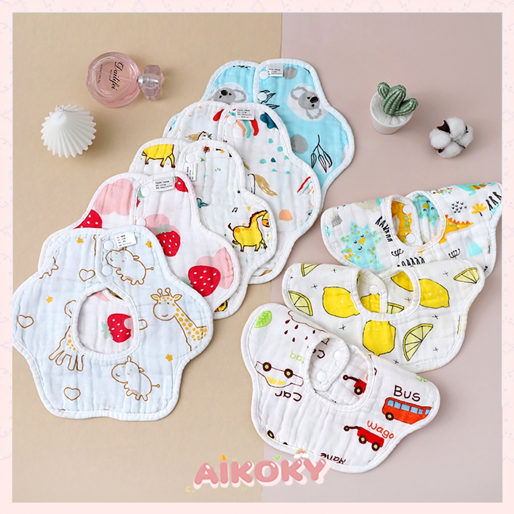 Aikoky baby bib slaber/celemek makan bayi 100% katun