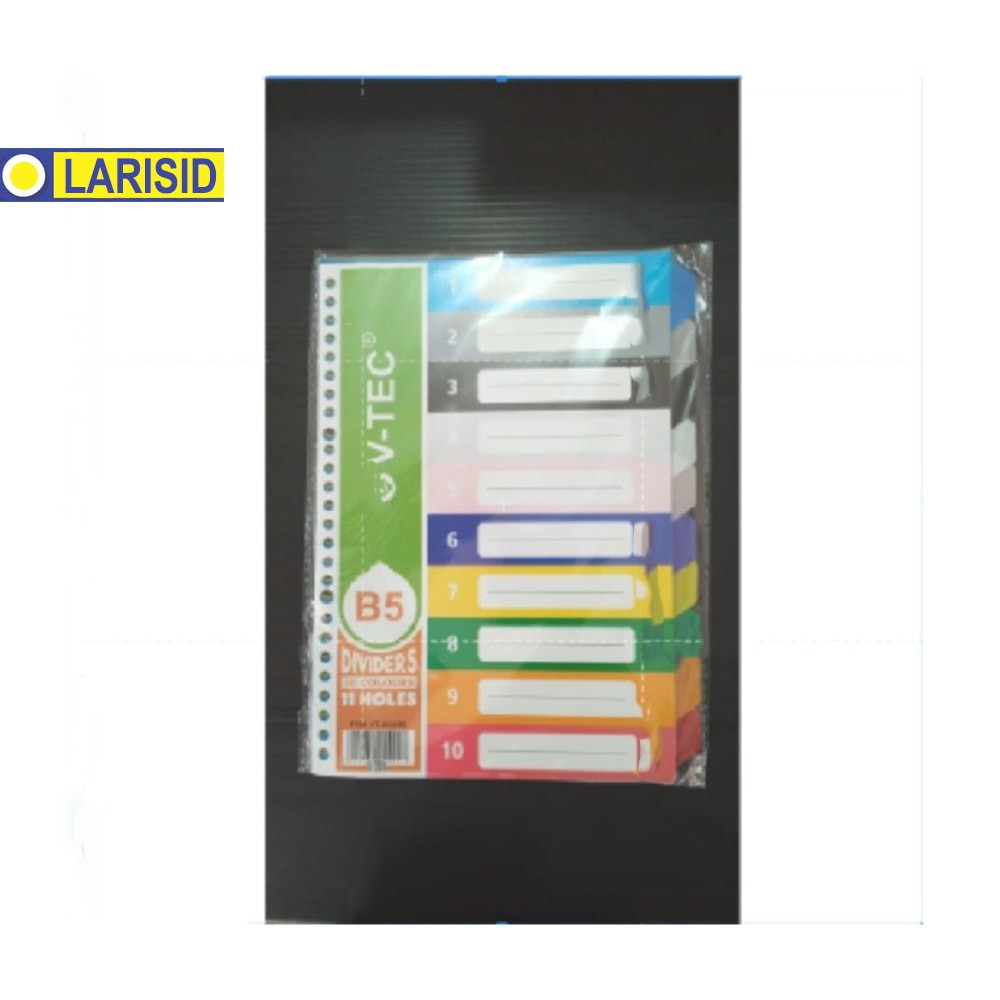 

V-TEC DIVIDER VT-A10 B5 26 HOLES 10 COLOURS V-TEC B5 PEMBATAS BINDER