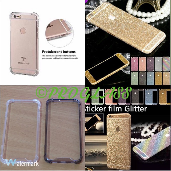 Paket anti crack / anticrack + glitter skin for iphone 6 / 6s