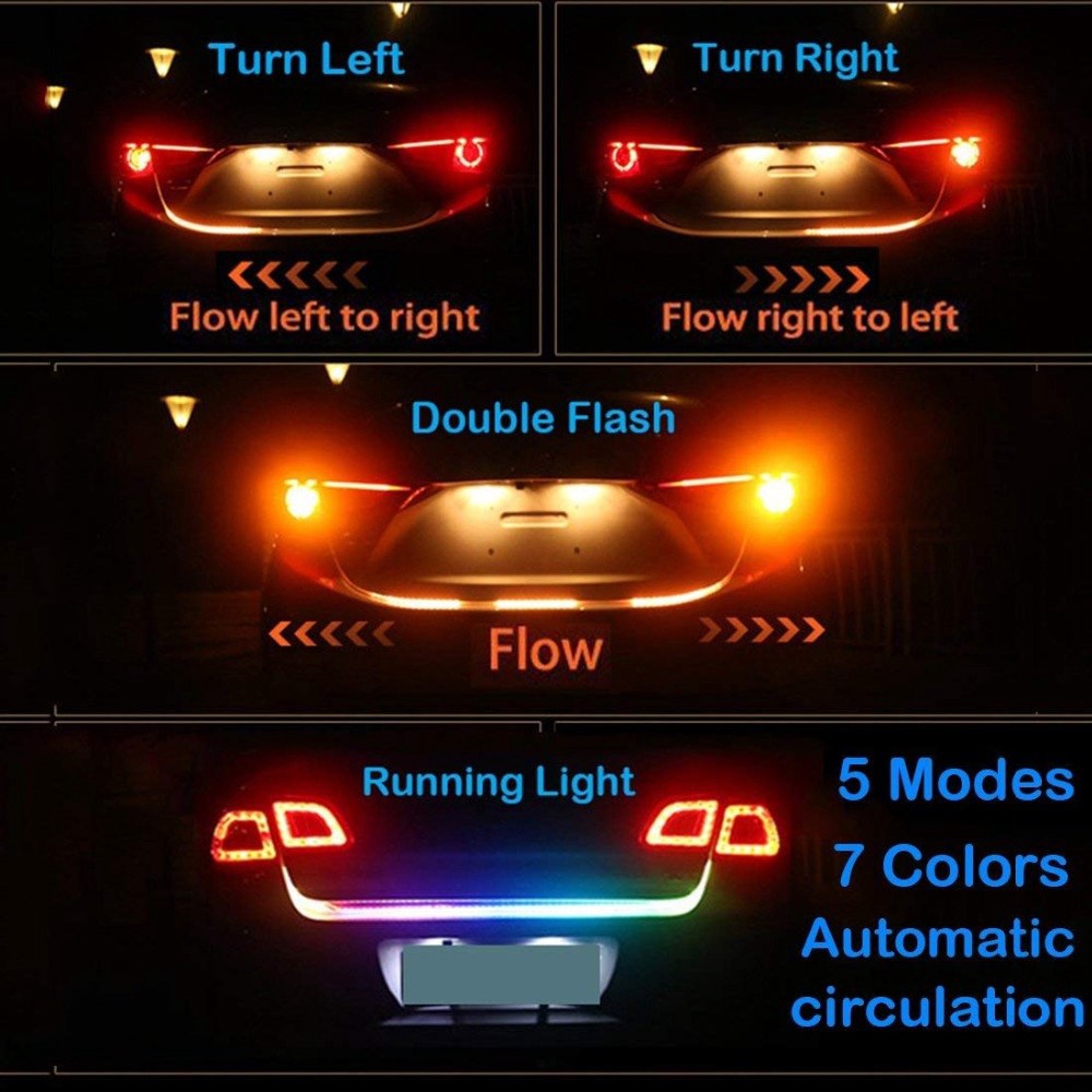 Car Tail Light RGB Colorful Flowing LED Trunk Strip Trunk Dynamic Blinkers Led Turn Light LED DRL Light