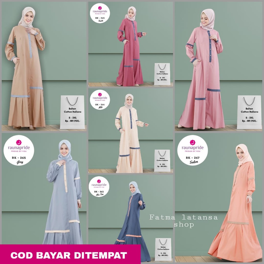 gamis rauna rk 261 / 262 / 263 / 264 / 265 / 266 / 267 / dress muslim / gamis dewasa / baju wanita