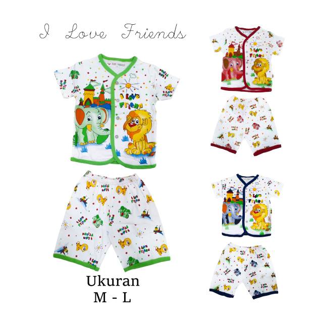 SETELAN FASHION ANAK PEREMPUAN 1-2 TAHUN ELEPHANT I LOVE FRIEND