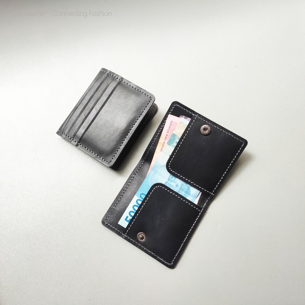 Dompet Kulit Card Holder Sleting Export Quality - Wallet Card Hitam - WSCH009