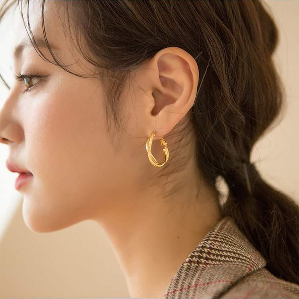 Anting Tusuk Sterling Silver 925 Bentuk Lingkaran Gaya Korea Untuk Wanita