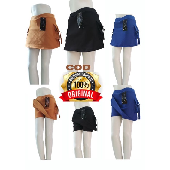 rok mini wanita/rok senam kantong samping/bawahan olahraga/hotpans mini rok