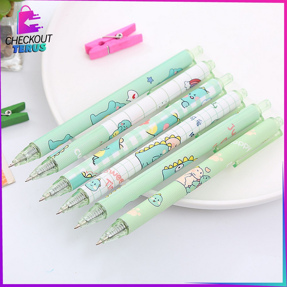 CT A35 Pulpen Pelajar Dan Kantor Pena Lucu Motif Dino Imut Pen Gel Mekanik Alat Tulis Pena Lucu Bulpen Gel Karakter