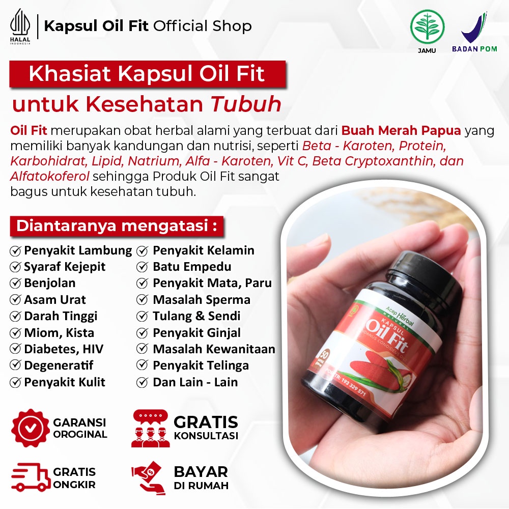Kapsul Oil Fit Obat Syaraf Kejepit Stroke Batu Ginjal Diabetes Kolesterol Penyumbatan Darah Penyubur