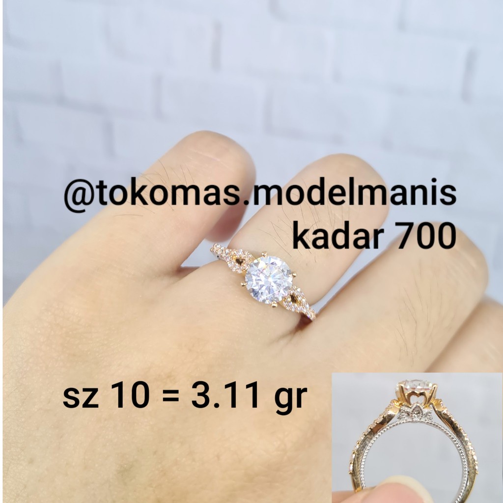 Cincin diamond looks emas kuning 700 kombinasi putih kadar 16 K