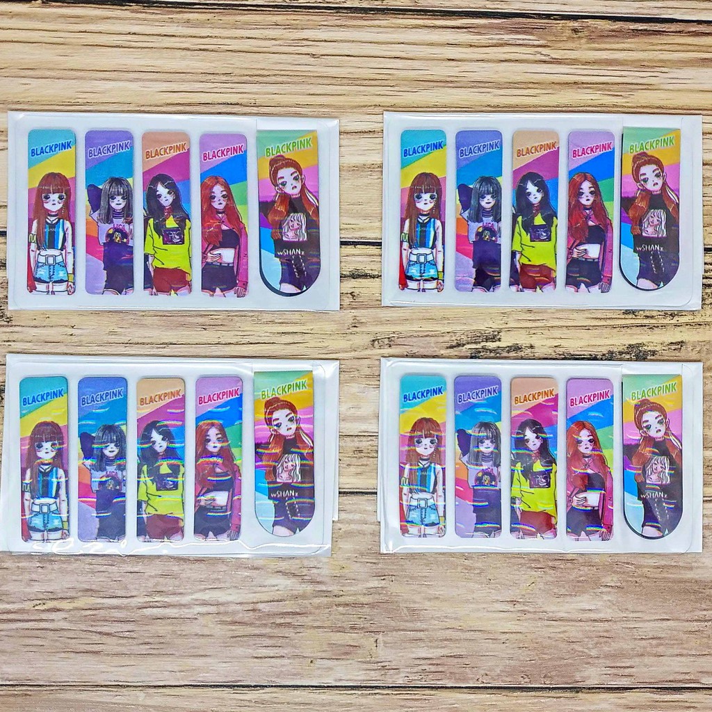 ISI 100LEMBAR | PEMBATAS BUKU BT21 BTS PLASTIK / PEMBATAS BUKU BTS / BOOKMARK BT21 / STIKY NOTE BT21-iPLAY+Mag-BLACK PINK